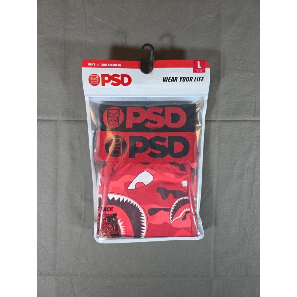 PSD Men's Big Red Print Boxer Briefs  2 Pack Large